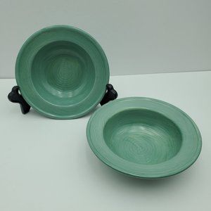 Pfaltzgraff Stonewash Green Rimmed Soup Cereal Bowls Green Swirl Bowls